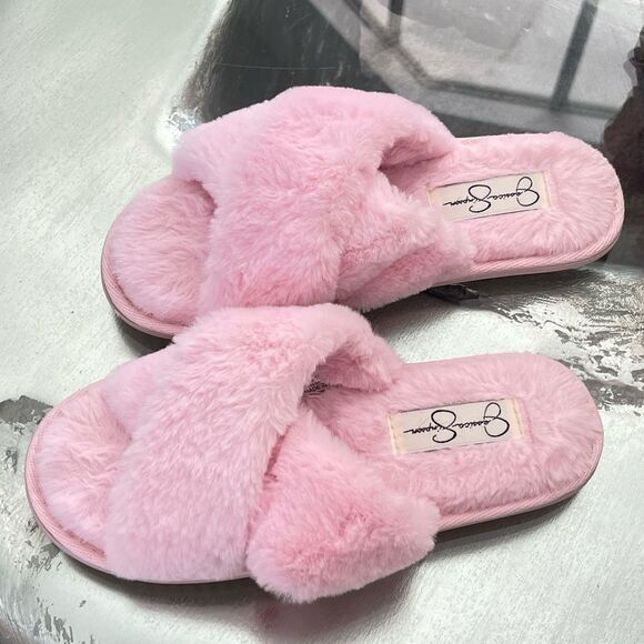 Jessica Simpson Women's Cross Band Soft Plush Memory Foam House Slipper Size 6/7 - Picture 1 of 13